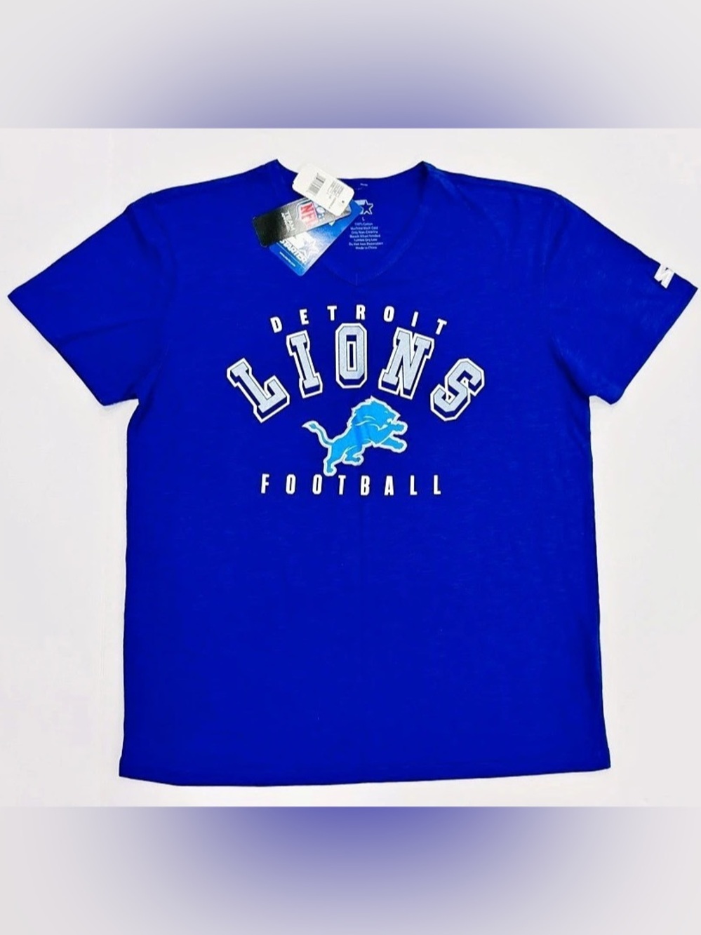 Starter Detroit Lions NFL Starter V-Neck T-Shirt V-Neck T-Shirt Men's Blue Large